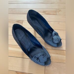 Navy checkered peep toe shoes size 7